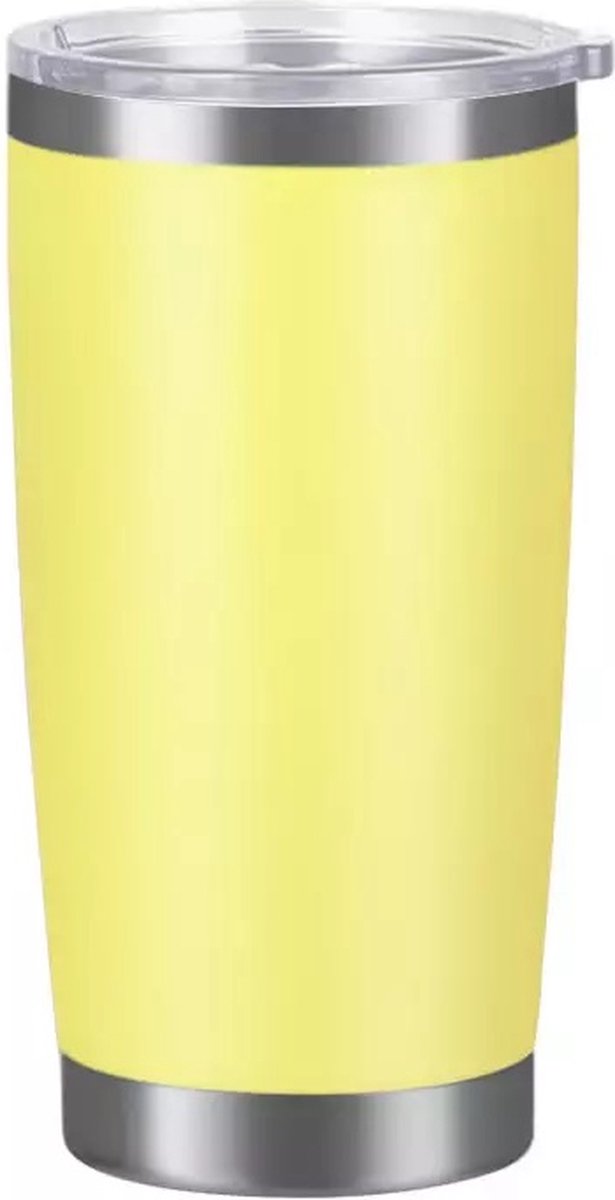 Casero Roestvrijstalen geïsoleerde warm en koud drink beker - thermosbeker - travel mug - met deksel 570ml Geel