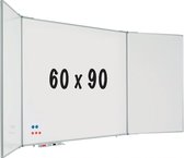 Vijfzijdig whiteboard RC10 profiel - Magnetisch - Geëmailleerd staal - Wit - 60x90cm