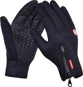 Fietshandschoenen Winter - Handschoenen - Sport Handschoenen Met Rits - Touchscreen Telefoon - Anti Slip Gloves - Heren / Dames - Maat XXL - Zwart