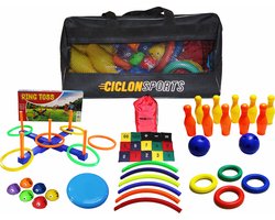 Sport en spel activiteiten kinderen - Basisschool - Kinderopvang - Lerend spelen - Ringwerpspel - Bowlingset - Rekenspel - Frisbee - Ciclón Sports