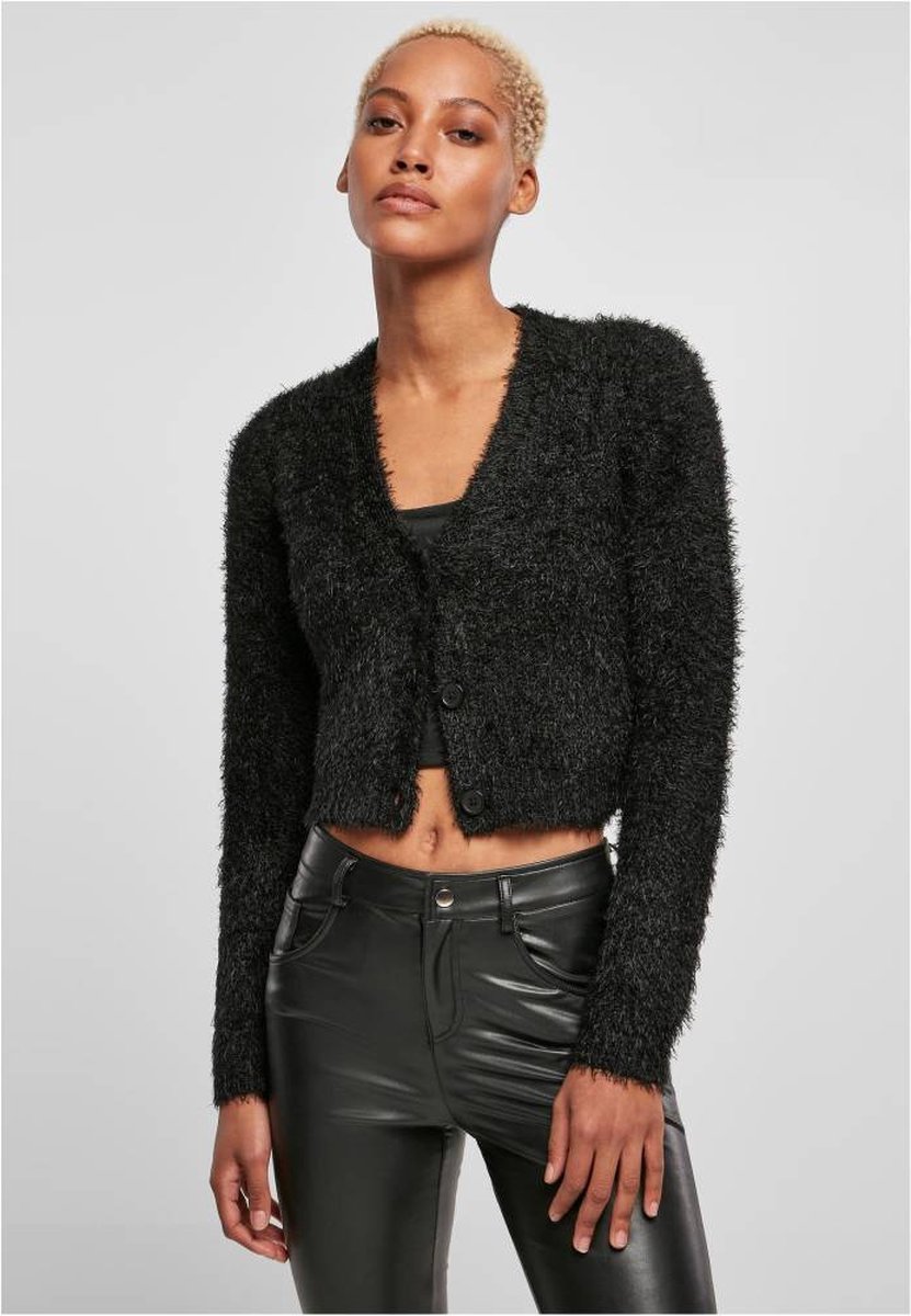Urban Classics Cropped Feather Cardigan XL Zwart