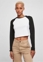 Urban Classics - Organic Cropped Retro Baseball Longsleeve top - XL - Wit/Zwart