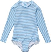 Snapper Rock - UV Zwempak voor meisjes - Lange mouw - Gestreept - Cornflower blauw - maat 16 (156-163cm)