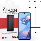 2-pack BMAX geschikt voor OPPO A16s Screenprotector - Full Cover - Gehard glas - Tempered glas - OPPO screenprotectors 2 stuks - Telefoonglaasje - Beschermglas - Glasplaatje - Screensaver - Screen protector - Case friendly - Zwart