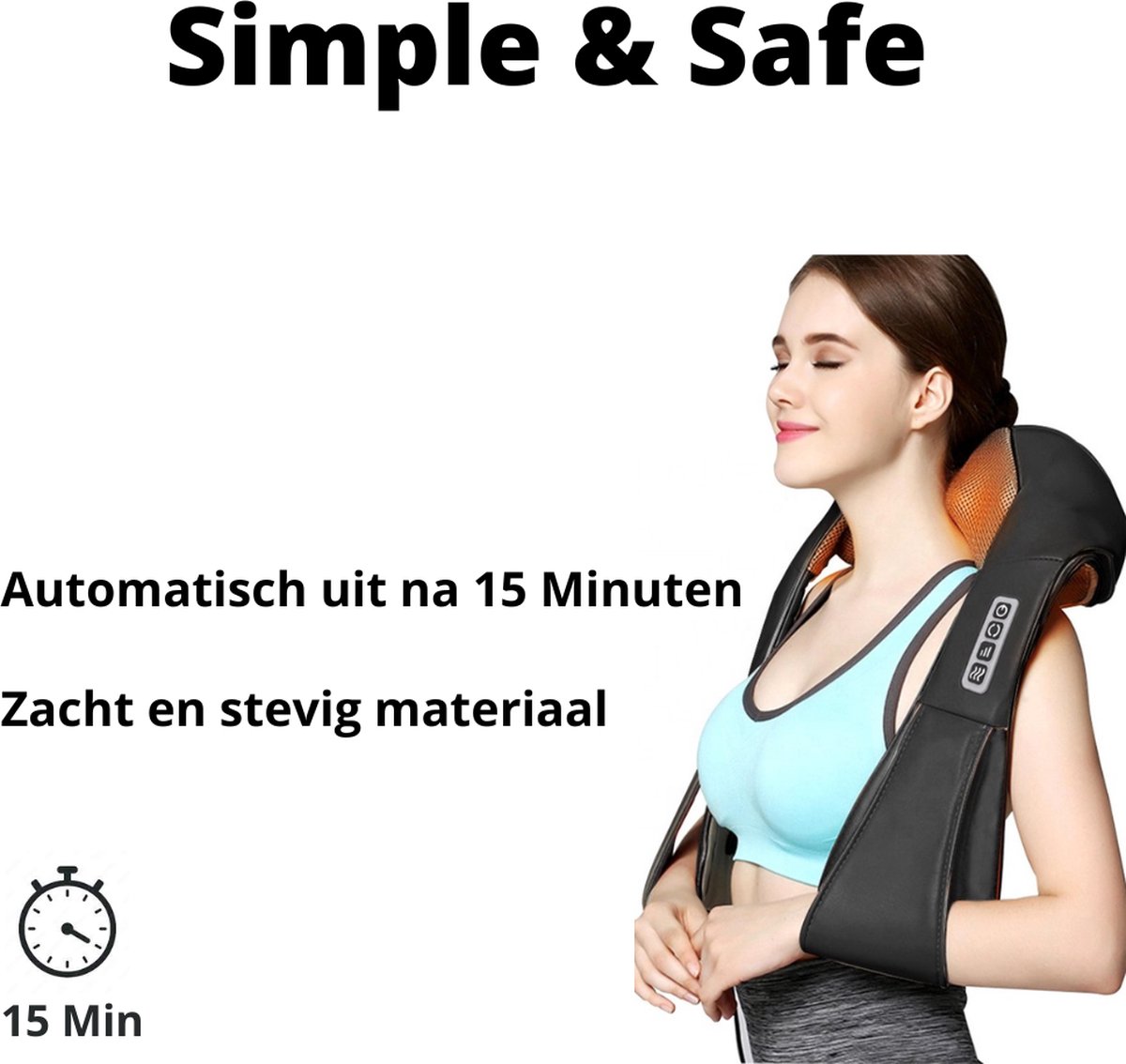 Massagekussen Shiatsu - Nekmassage apparaat - met - afbeelding 3