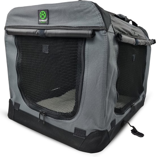 Cage caisse de transport pliante pour chien 106 x 71 x 76 cm métal noir