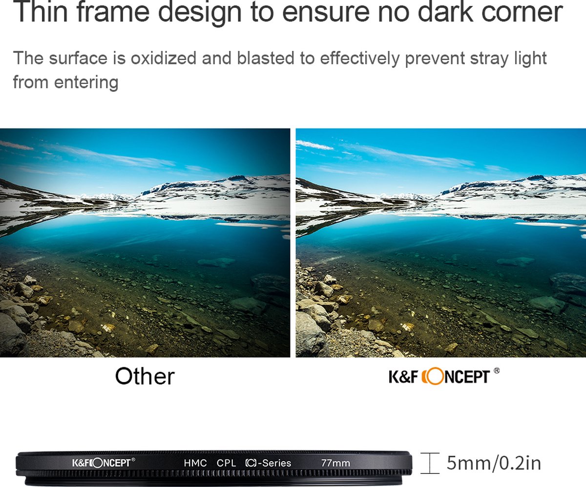 K&F Concept CPL circulair polarisatiefilter HMC slim - Afbeelding 2