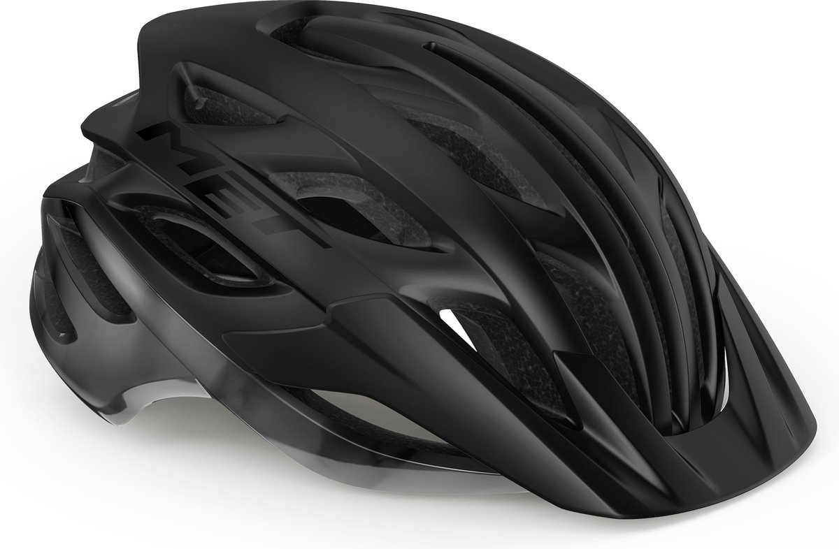 MET Veleno Fietshelm Mannen & Vrouwen – Fietshelm Mountainbike Volwassenen – Elektrische Fiets – Stadsfiets – Maat S (52-56cm) – Black Matt Glossy (Zwart)