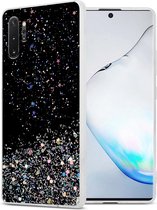 Cadorabo Hoesje voor Samsung Galaxy NOTE 10 PLUS in Zwart met Glitter - Beschermhoes van flexibel TPU silicone met fonkelende glitters Case Cover Etui