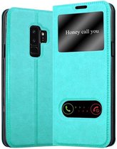 Cadorabo Hoesje geschikt voor Samsung Galaxy S9 PLUS in MUNT TURKOOIS - Beschermhoes met magnetische sluiting, standfunctie en 2 kijkvensters Book Case Cover Etui