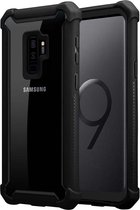 Cadorabo Hoesje geschikt voor Samsung Galaxy S9 PLUS in ALDER ZWART - 2-in-1 beschermhoes met TPU siliconen rand en acrylglas achterkant