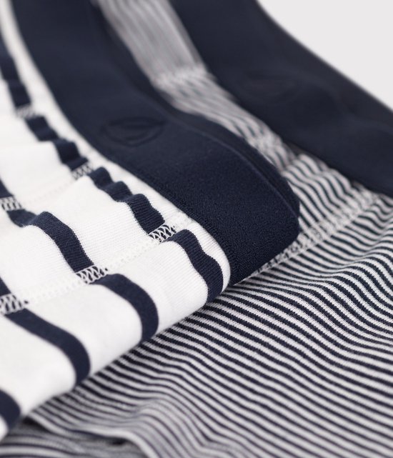 Petit Bateau Set van 2 gestreepte boxershorts voor jongens Jongens Onderbroek - Wit/Blauw + Blauw/Wit