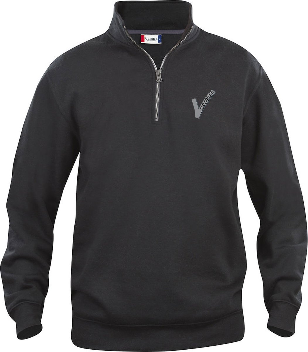 Clique Security / Beveiliging Sweater met rits - Zwart inclusief Borstlogo (V-tje) en Ruglogo (SECURITY) - Maat 4XL - VOOR PROFESSIONALS