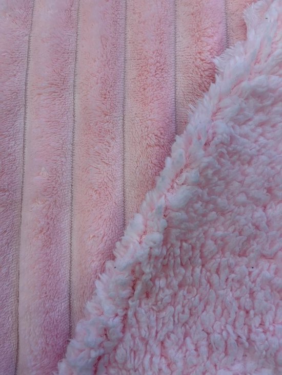 Teddy rib fleece dekbedovertrek - roze - Tweepersoons