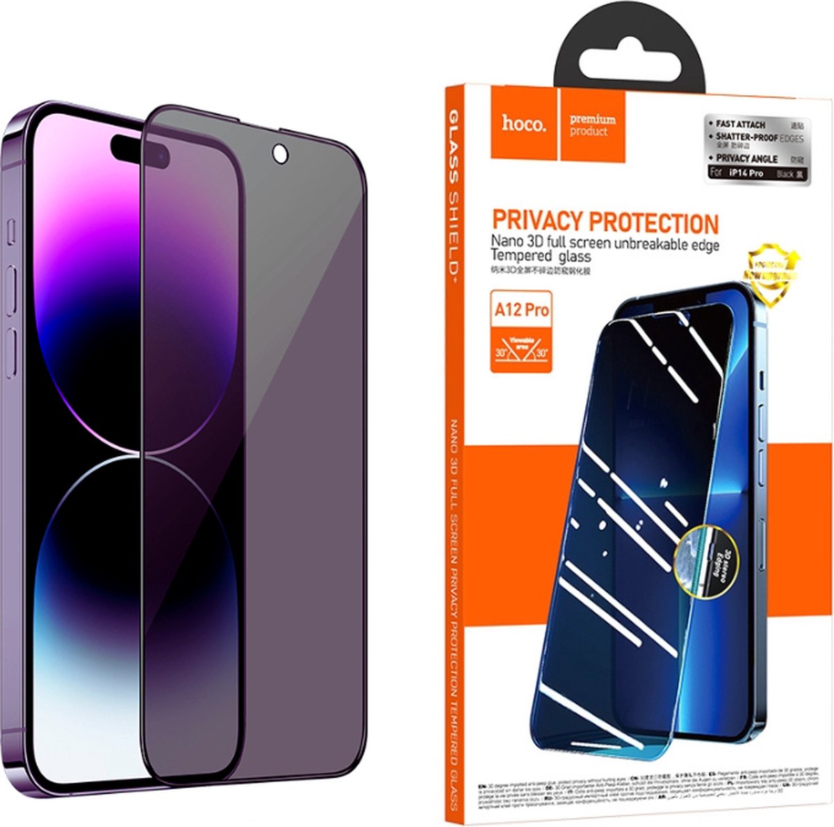 Hoco - Privacy Screenprotector iPhone 14 Pro Max