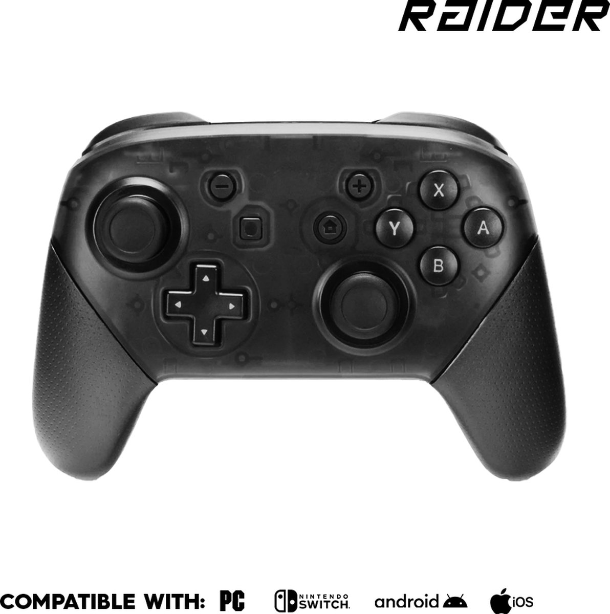 RAIDER Switch en PC PRO Controller - Geschikt voor Nintendo Switch, PC en Smartphone - Wireless Bluetooth - Zwart