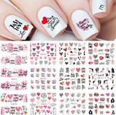 Nagelstickers | Nail art stickers | Valentijn | Nagels | Zomer | Vakantie | Hart | Mond | Nagelstickers velletjes | Stickers nagelstudio | Nagelstickers Valentijn | Valentijn Decoratie | 1 groot vel