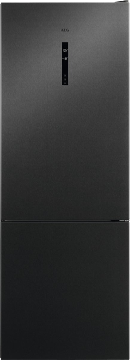 AEG RCB646E3MB koel-vriescombinatie Vrijstaand 481 l E Zwart Grijs Roestvrijstaal