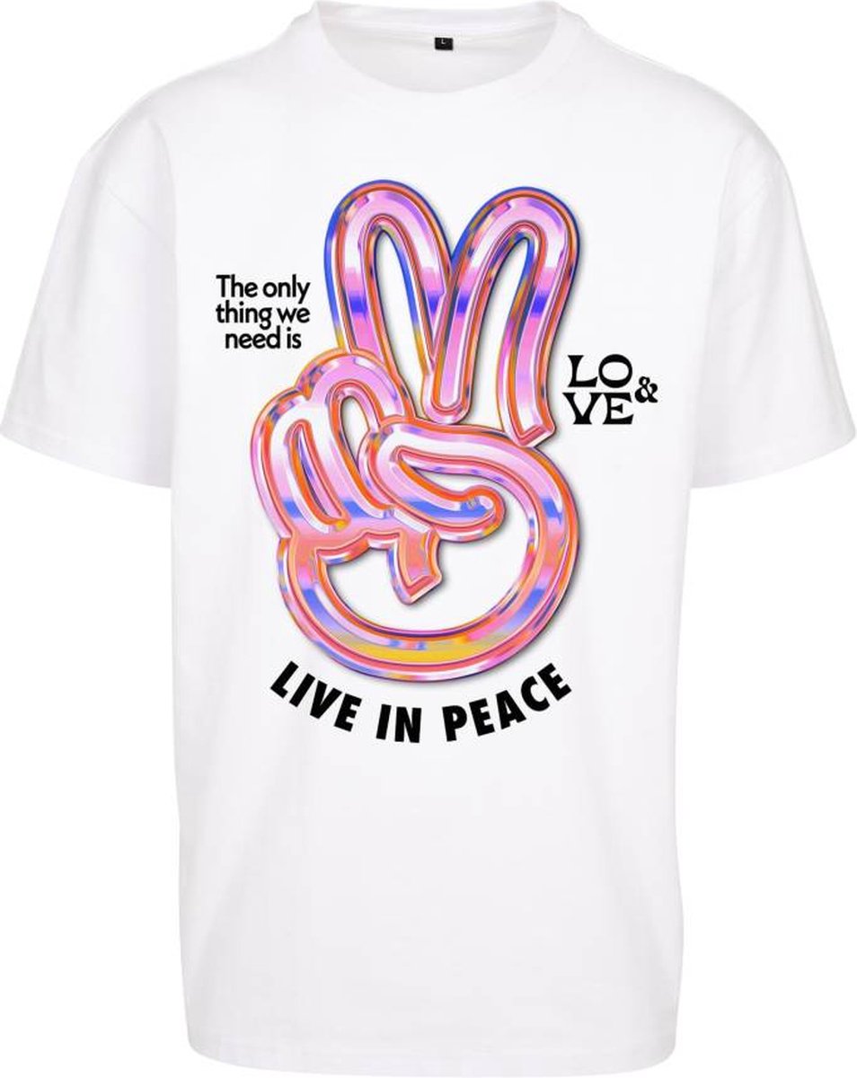 Mister Tee Live in Peace Oversize Heren T-shirt XS Wit