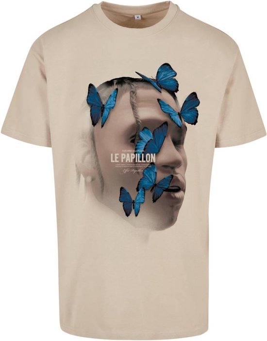 Mister Tee - Le Papillon Oversize Heren T-shirt - L - Creme