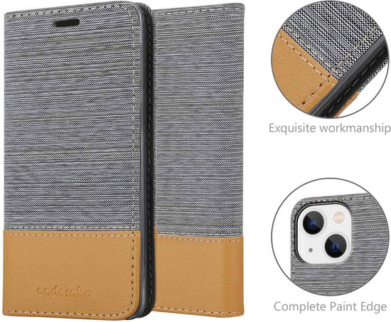 Coque Cadorabo pour Apple iPhone 14 PLUS en GRIS CLAIR MARRON - Coque de protection avec fermeture magnétique