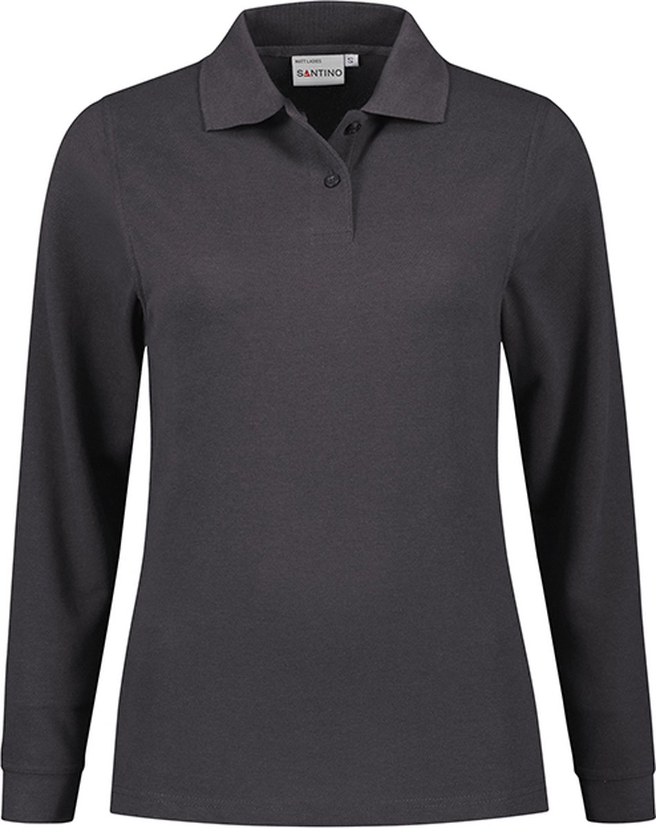 Santino Matt Polo-shirt lange mouwen - Antraciet - L