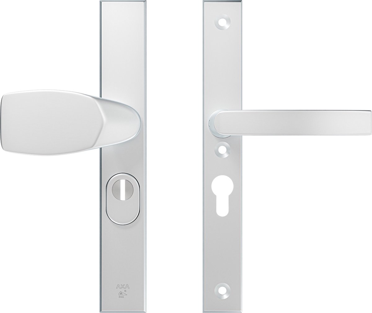 AXA Veiligheidsbeslag (Edge Plus) Smal Aluminium glad: bedienbare Knop-Kruk (model Wing-Blok) PC55 met kerntrekbeveiliging SKG***