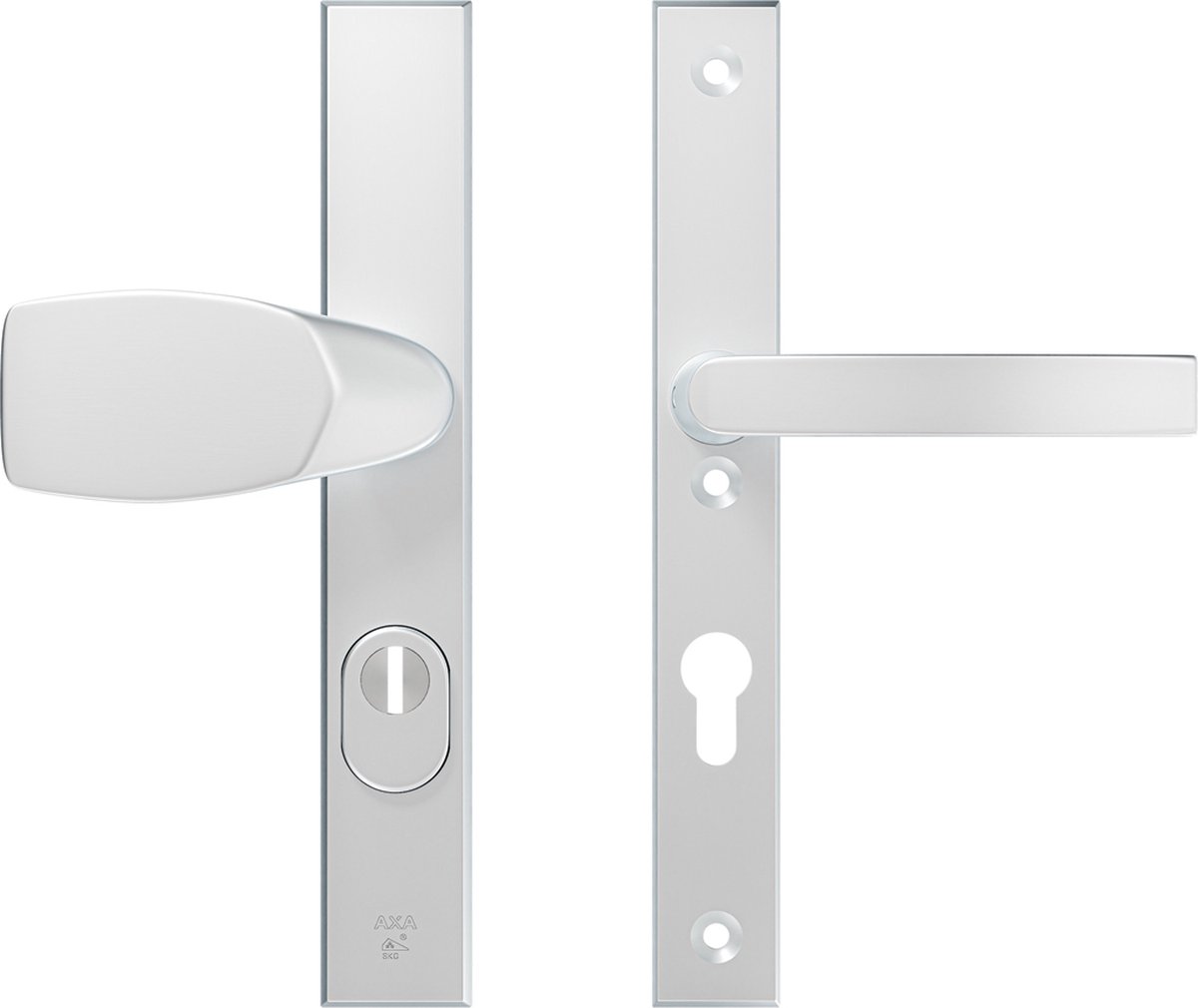 AXA Veiligheidsbeslag (Edge Plus) Smal Aluminium glad: bedienbare Knop-Kruk (model Wing-Blok) PC72 met kerntrekbeveiliging SKG***