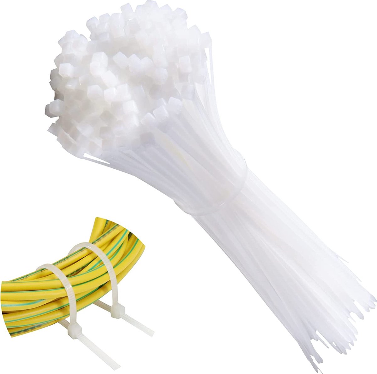 Flightmode- Elektrische kabelbinders nylon kabelbinders 200 x 2,5 mm, kabelbinders voor planten, kunststof kabelbinders om te bekabelen, 110 stuks, wit