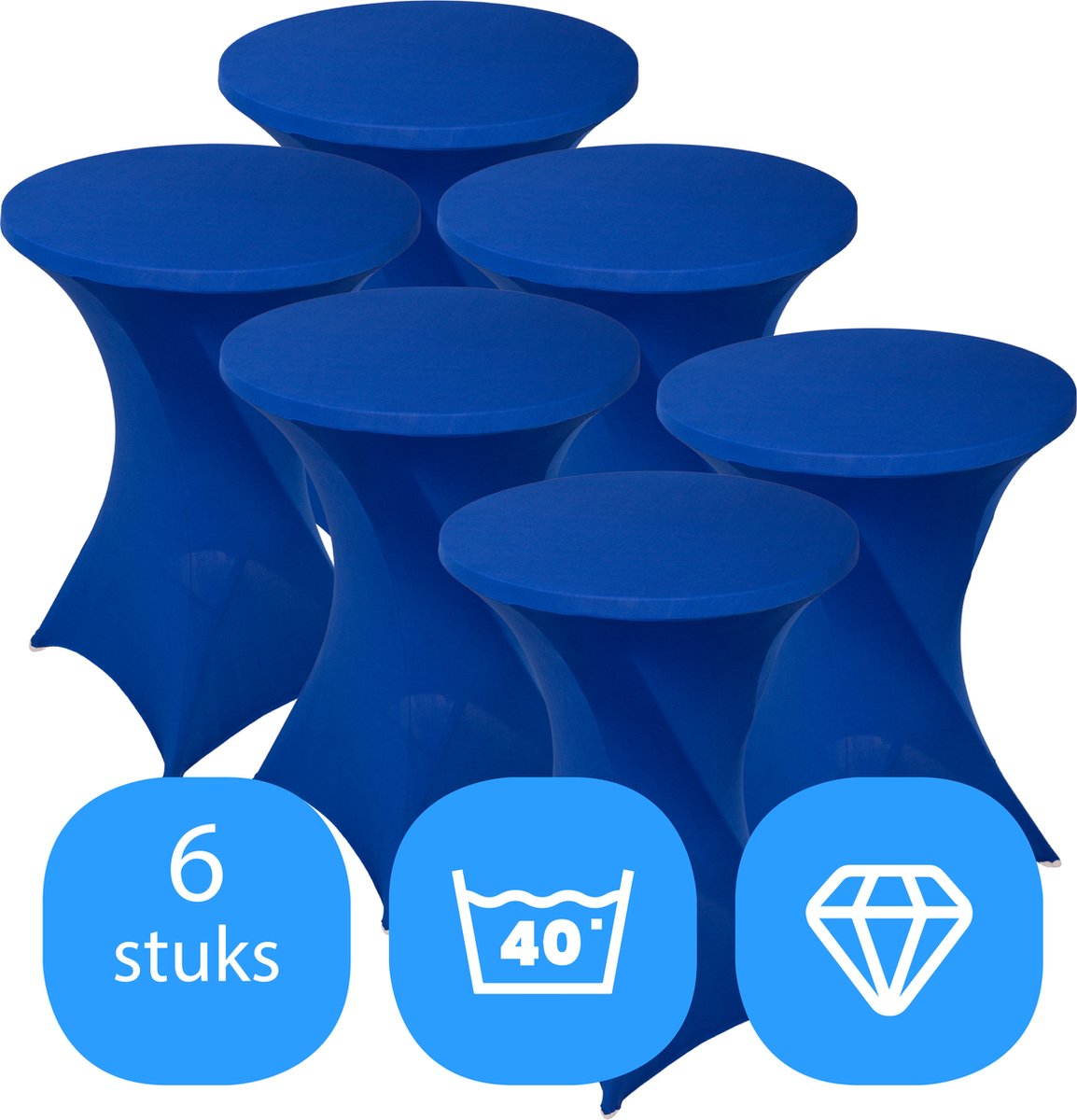Statafelrok Blauw x 6 – ∅80-85 x 110 cm – Stretch 6 stuks – Tafelrok voor Statafel – Geschikt voor Horeca Evenementen | Sta Tafel Hoes | Staantafelhoes | Cocktailparty | Trouwerij