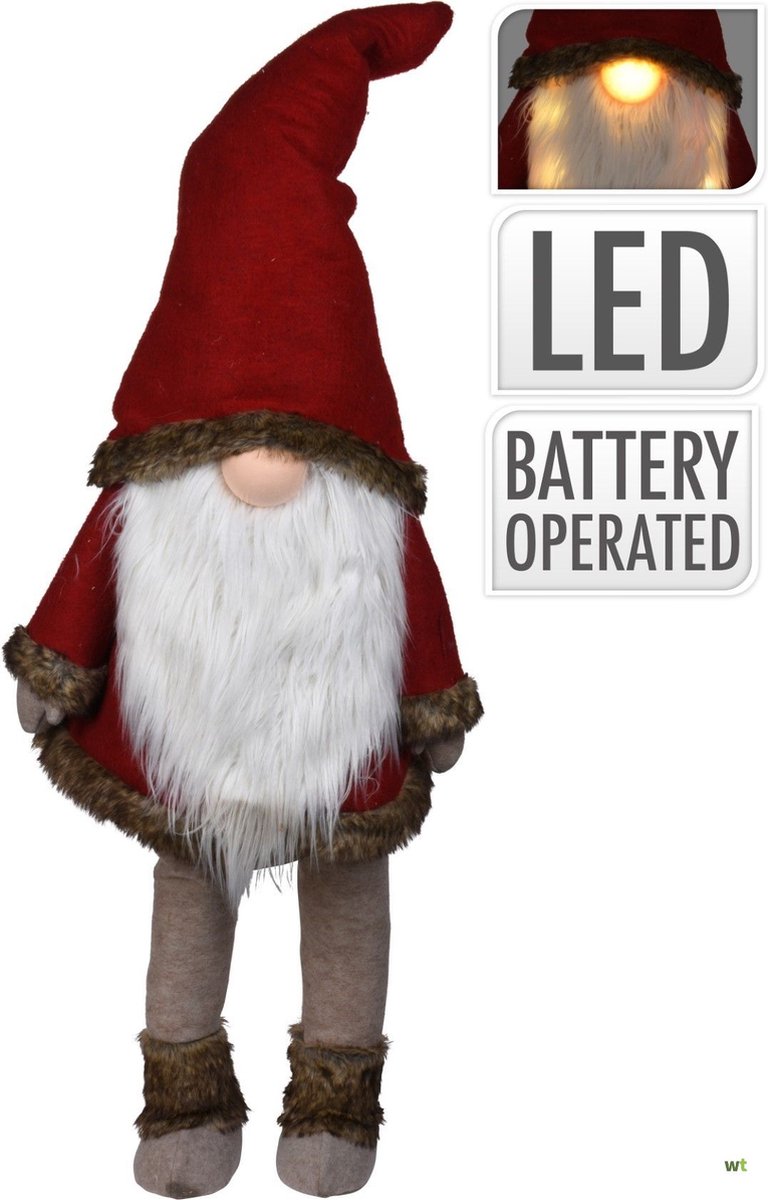 Gnome met lange baard en LED Kerst Nampook