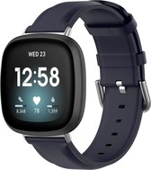By Qubix geschikt voor Fitbit Versa 3 - Fitbit Versa 4 - Fitbit Sense 1 - Fitbit Sense 2 leren bandje - Donkerblauw Smartwatchbandje bandje Armband Polsband Strap Band Watchband