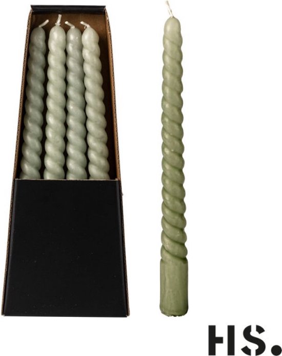 Bougie Torsadée HS - Lot de 4 - Vert