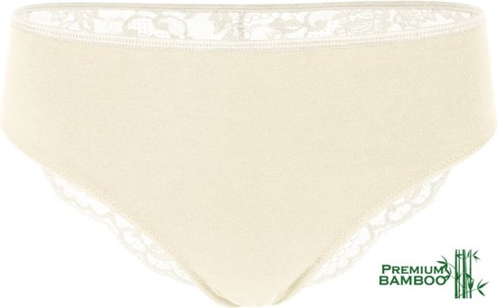Damesslip met kant - Bamboe ondergoed - Champagne - Maat XL