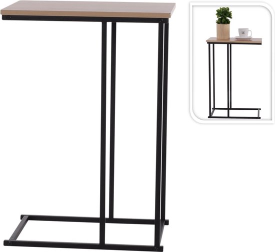 HOOBRO Bijzettafel, bankpunt voor kleine ruimte, eenvoudig te monteren en opbergen, ideaal voor snacks en maaltijden, salontafel voor woonkamer, marmer en goud EDM15BZ01