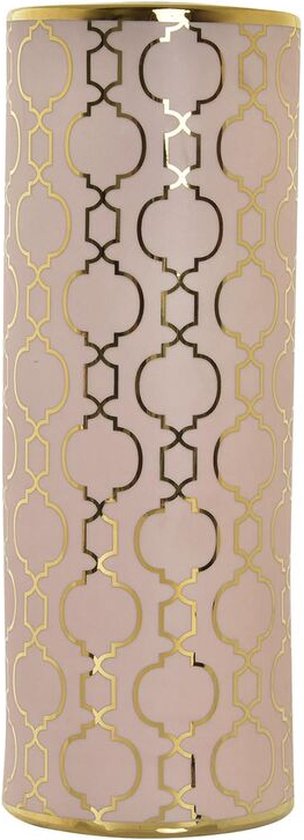 Vaas DKD Home Decor 13,5 x 13,5 x 36 cm Porselein Roze Gouden Orientaals Verchroomd