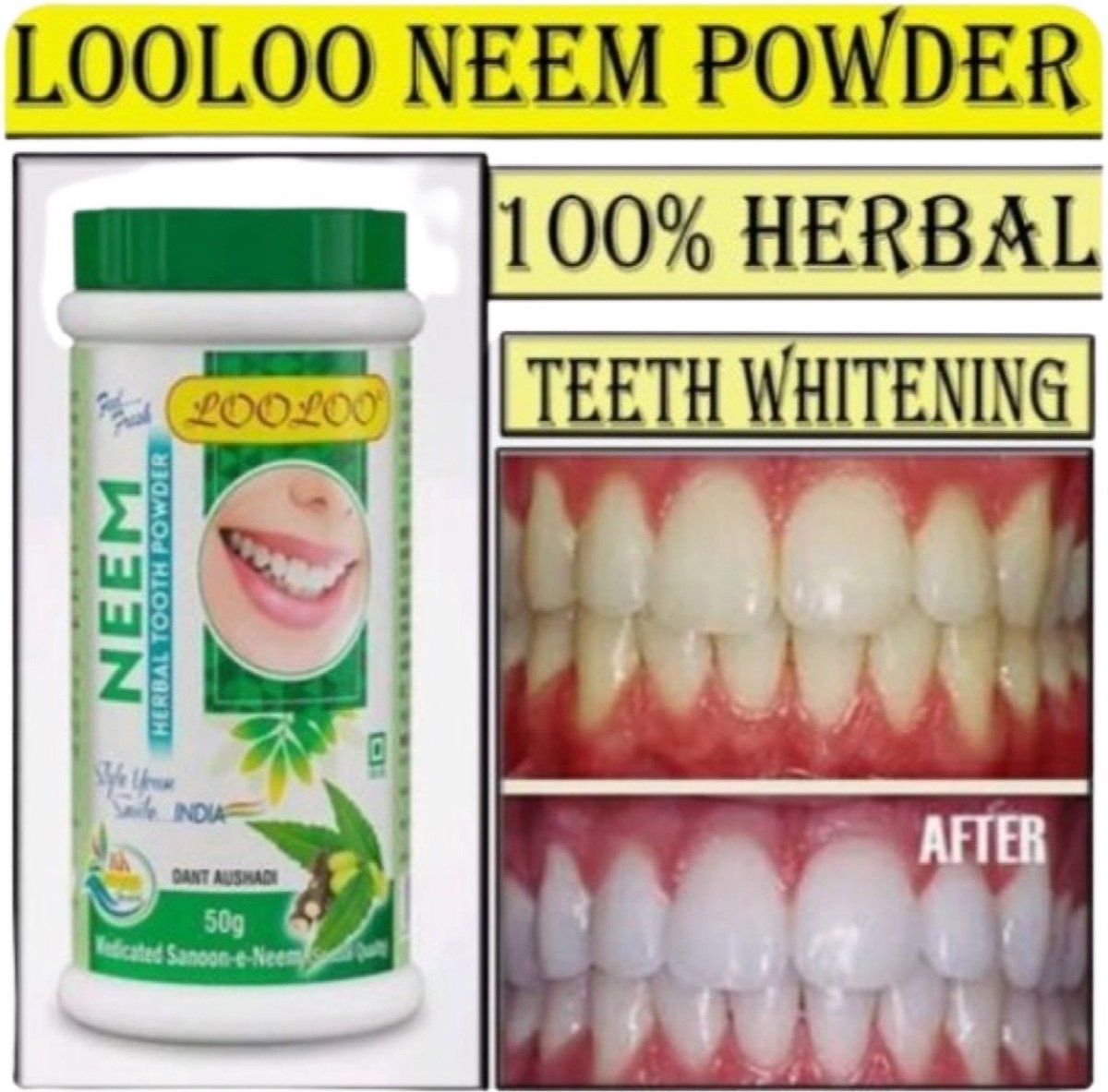 Gooduse Export Looloo Laung Herbal Tooth Powder Neem 1x 50 gram