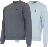 2 Pack Donnay - Fleece sweater ronde hals - Dean - Heren - Maat M - Charcoal-marl & Light blue (494)