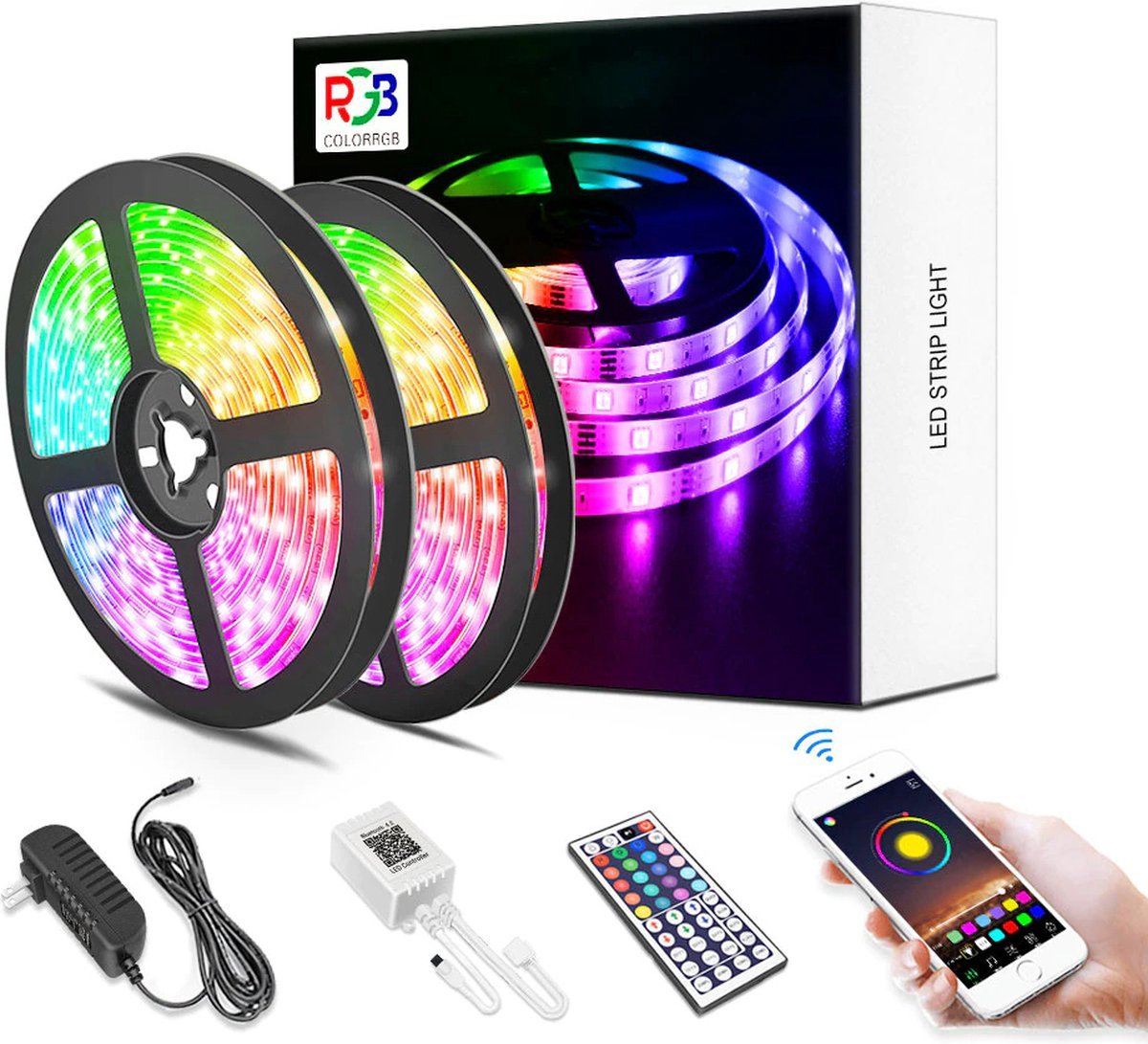 Led strip Led strip 5 meter Met app en afstandsbediening RGB Zelfklevend Led...