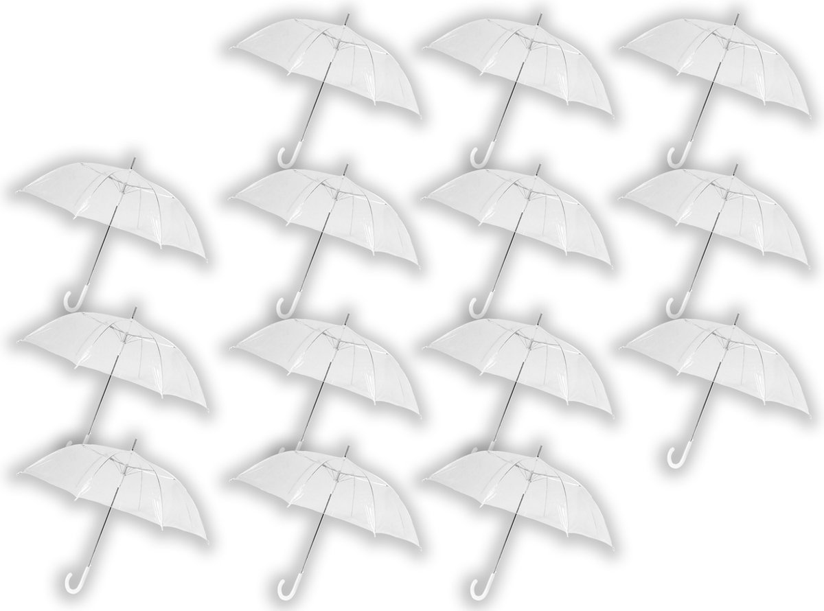 14 stuks Paraplu transparant plastic paraplu's 100 cm - doorzichtige paraplu - trouwparaplu - bruidsparaplu - stijlvol - bruiloft - trouwen - fashionable - trouwparaplu