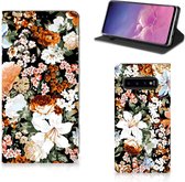 Smart Cover geschikt voor Samsung Galaxy S10 Dark Flowers