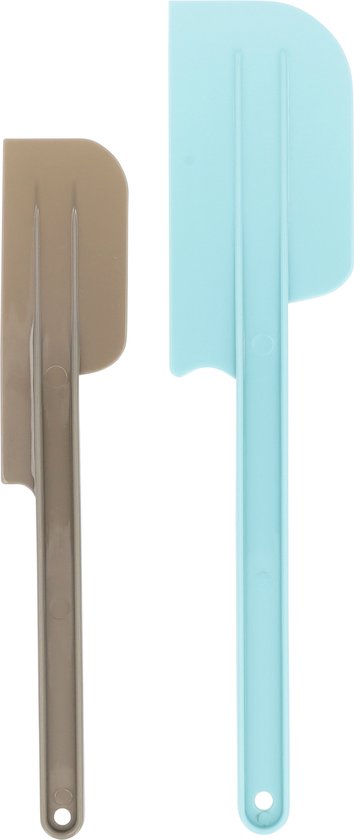 Krumble Spatel - Set van 2 - Botercreme spatel - Taartschraper - Deegschraper - Cake schraper - Taartspatel - Flexibel - Plastic - Blauw - Grijs