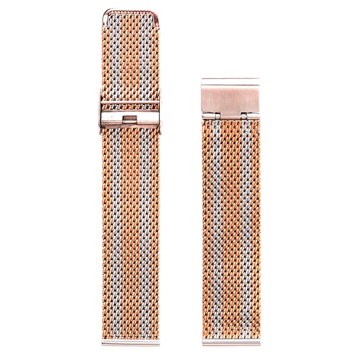 Tweekleurig Milanese Mesh Horlogebandje Geweven Roestvrij Staal + opening tool - Rose - Staal 16mm