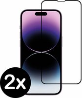 Smartphonica Full cover tempered glass screenprotector voor iPhone 14 Pro Max van gehard glas met afgeronde hoeken - 2 stuks geschikt voor Apple iPhone 14 Pro Max
