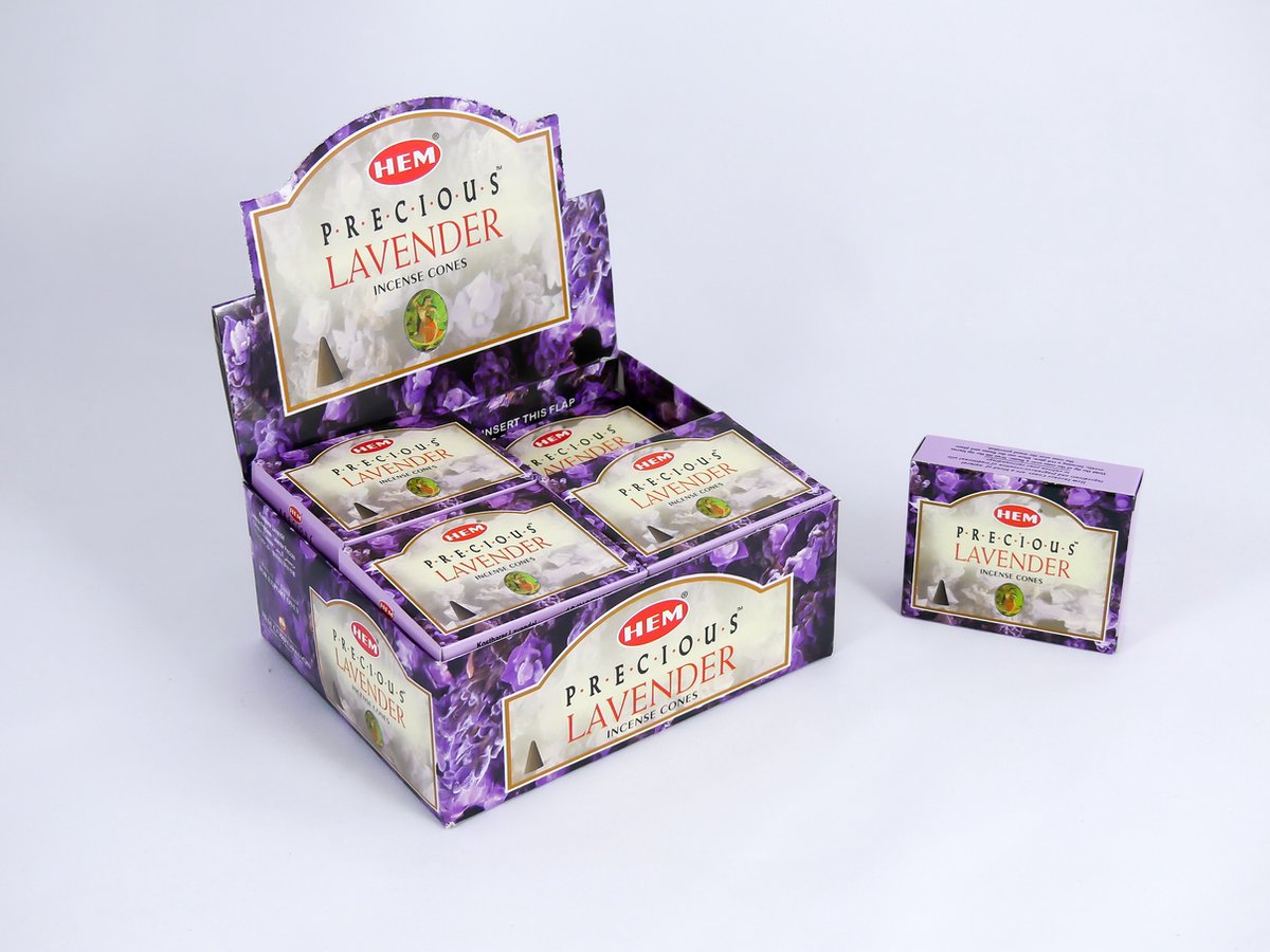 HEM Wierook Kegels / Cones - Lavendel / Lavender (Precious) - Voordeelbox (12 Pakjes / 120 Kegels)