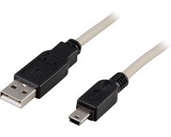 Deltaco USB 2.0 Cable A/mini B, 2m 2m USB A Mini-USB B Mannelijk Mannelijk USB-kabel