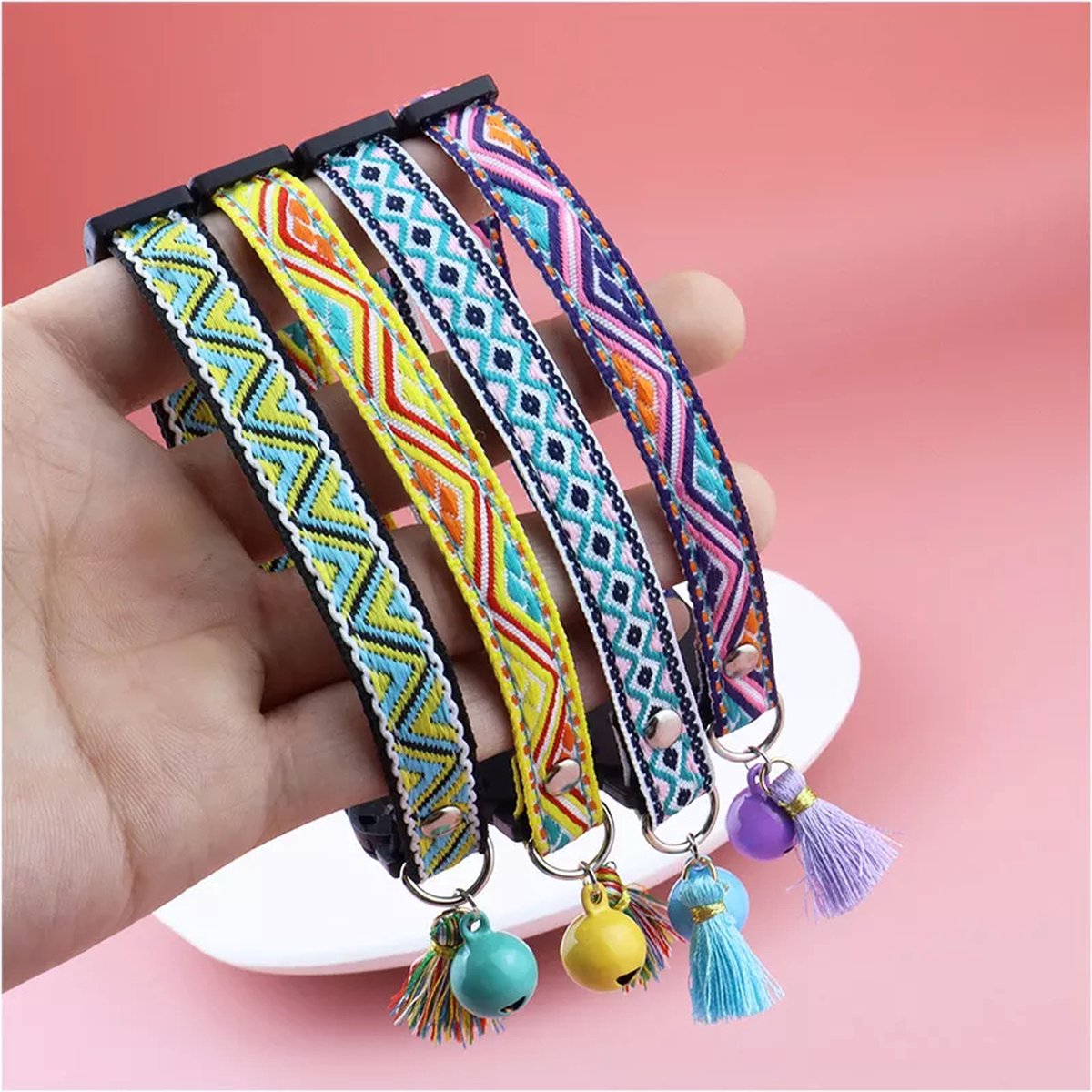 Murom Kattenhalsband Breakaway 2 Stuks – Verstelbaar 7-11 Inch, Met Bel, Patronen: Aztec + Tribal, Veilig En Comfortabel
