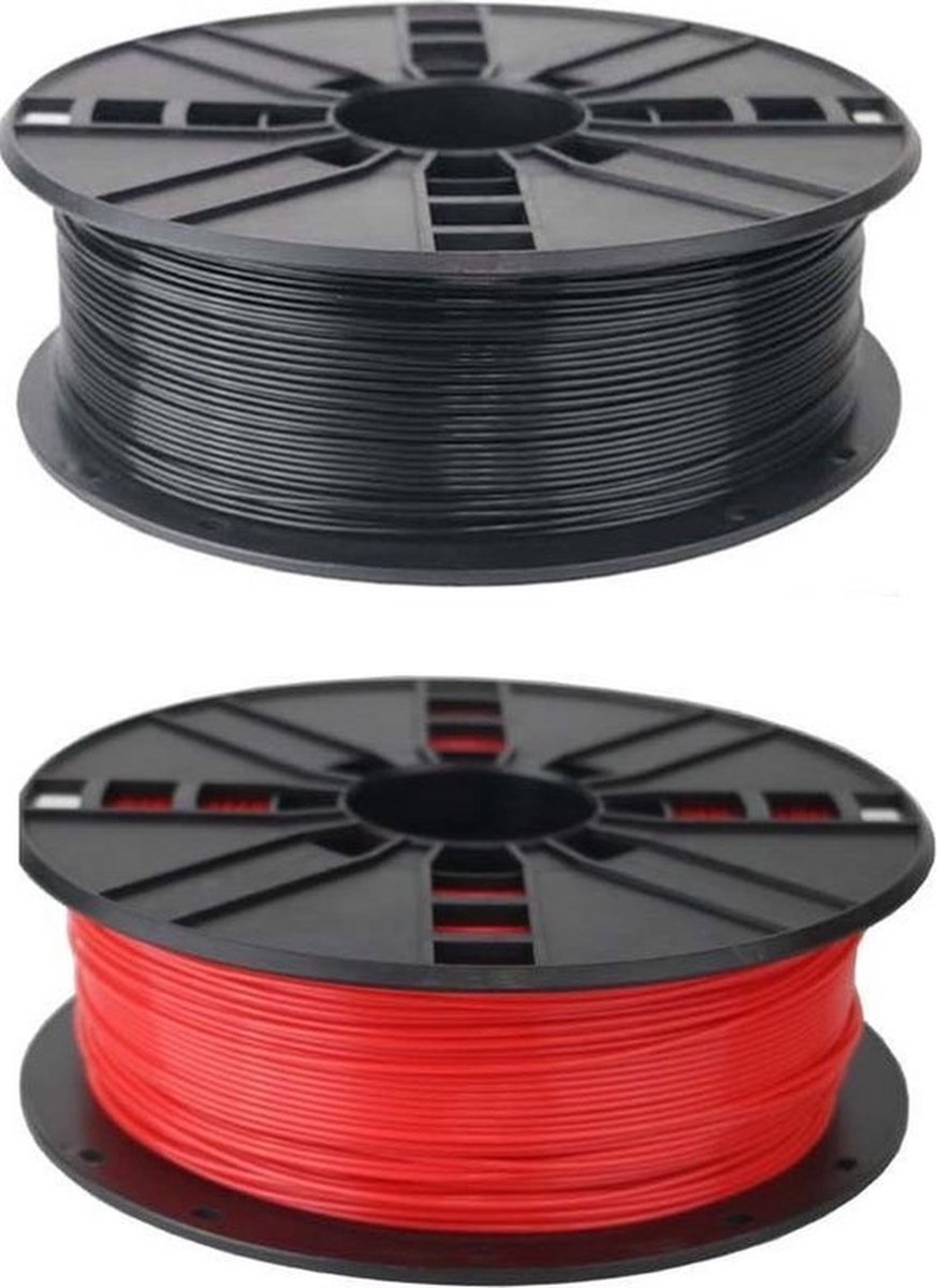 Gembird PLA Filament - 1.75mm - 200 gram- Voordeelset - Zwart en Rood - 3D printer filament