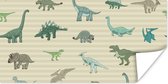 Poster kinderen - Dinosaurus - Bruin - Groen - Jongens - Meisjes - Kinderen - Wanddecoratie jongens - 160x80 cm - Poster kinderkamer - Decoratie voor kinderkamers