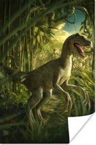 Poster kids - Dinosaurus - Planten - Groen - Illustratie - Kinderen - Jongens - Poster kinderkamer -20x30 cm - Kinderkamer decoratie - Muurdecoratie - Verjaardag cadeau tiener